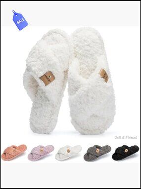 Cozy Memory Foam Open Toe Slippers for Women Indoor/Outdoor